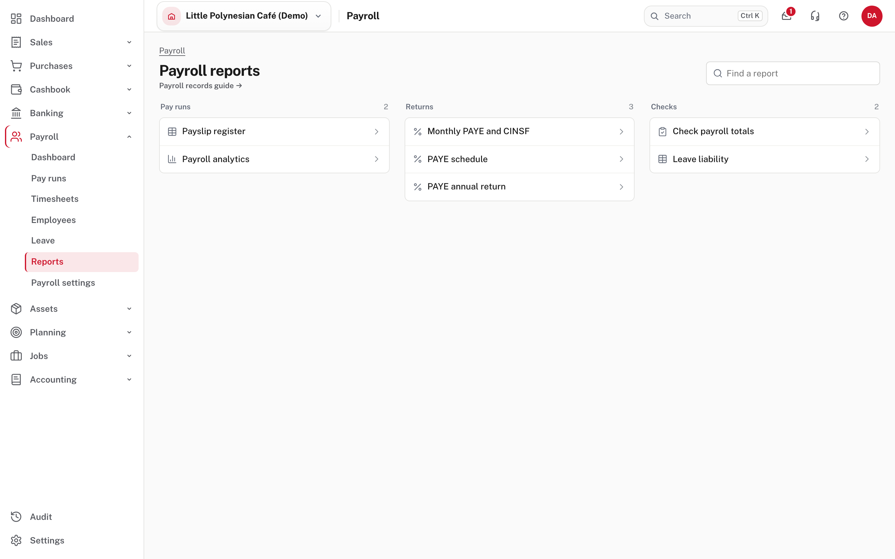 The payroll reports hub
