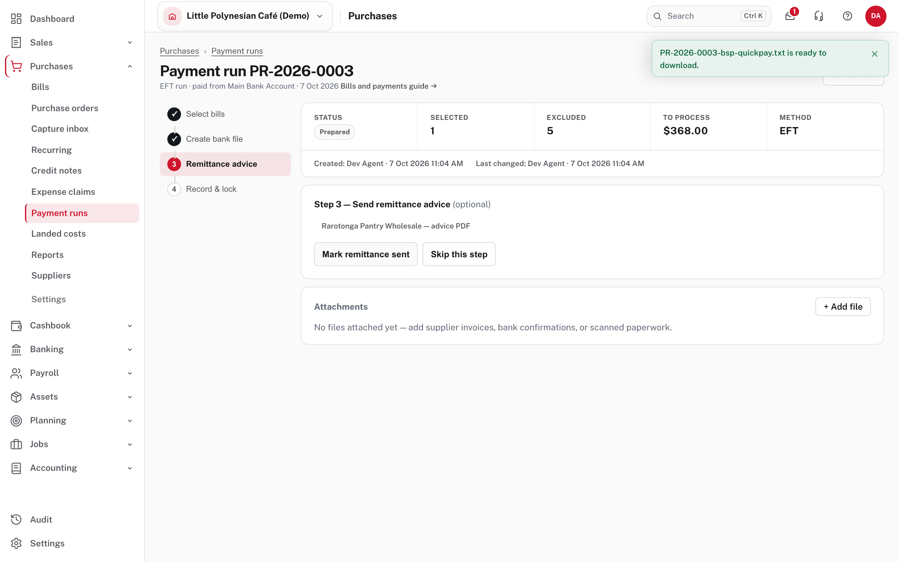 Step 3: remittance advice for each supplier