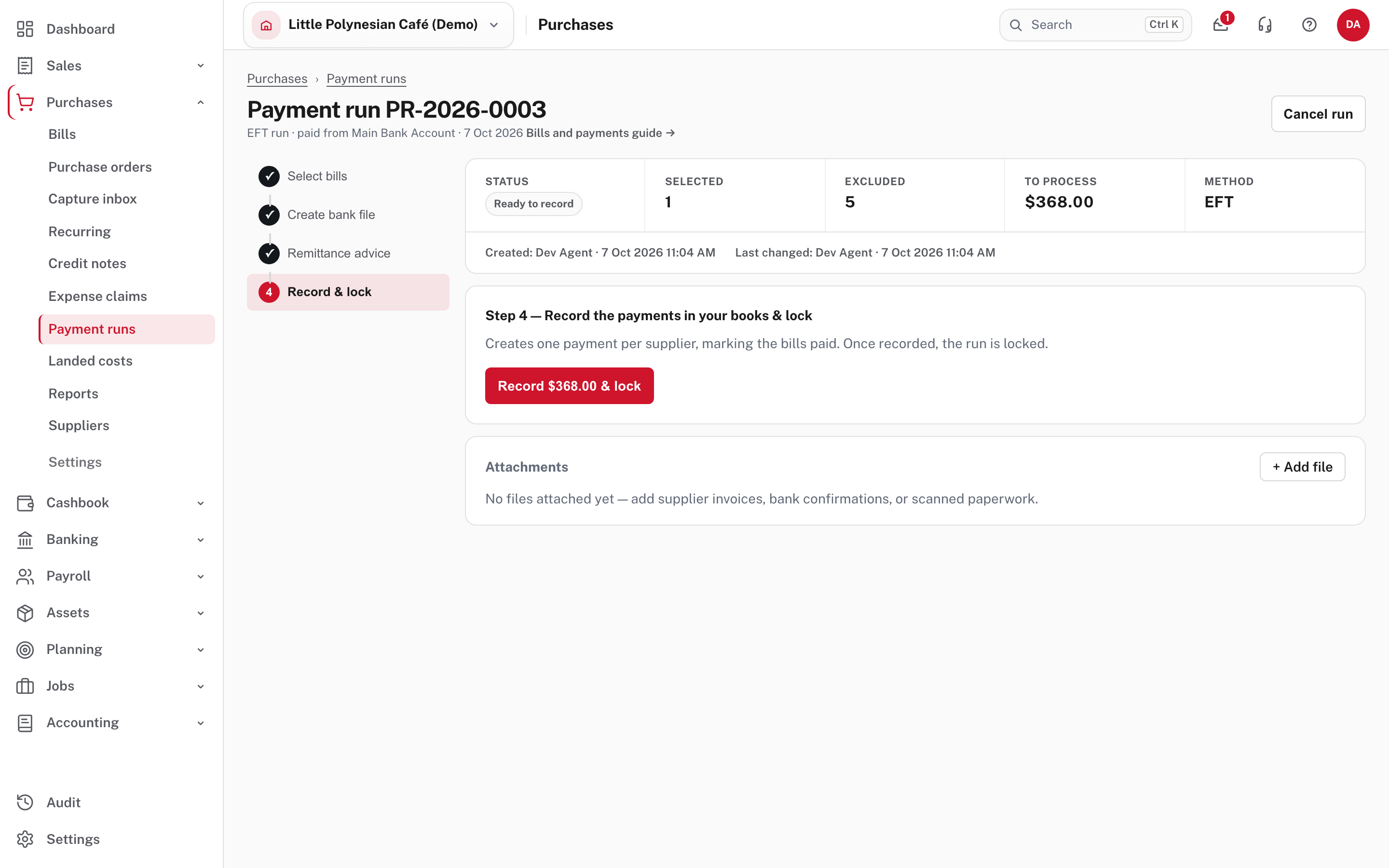 Step 4: record the payments