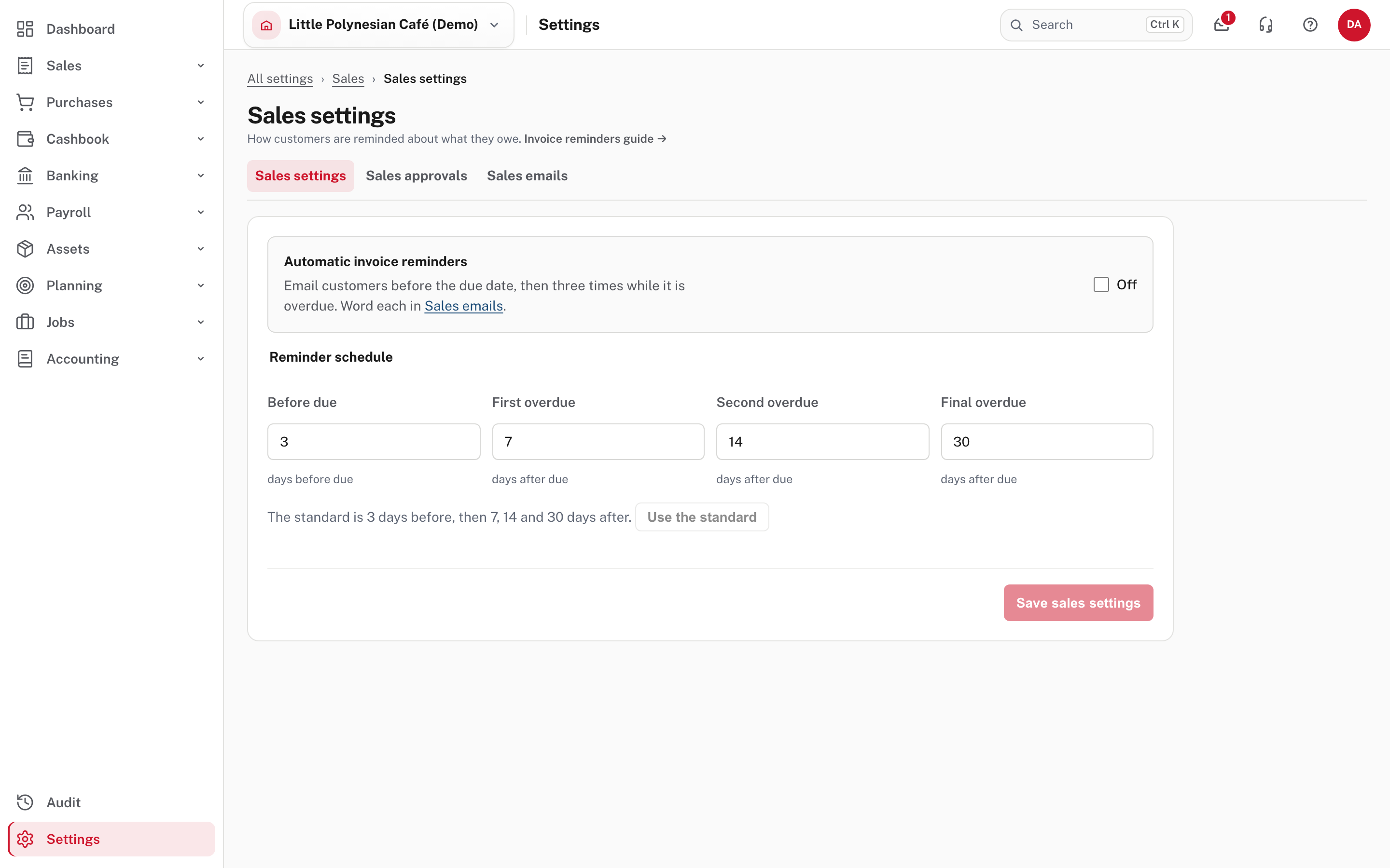 Automatic invoice reminders and when they are sent