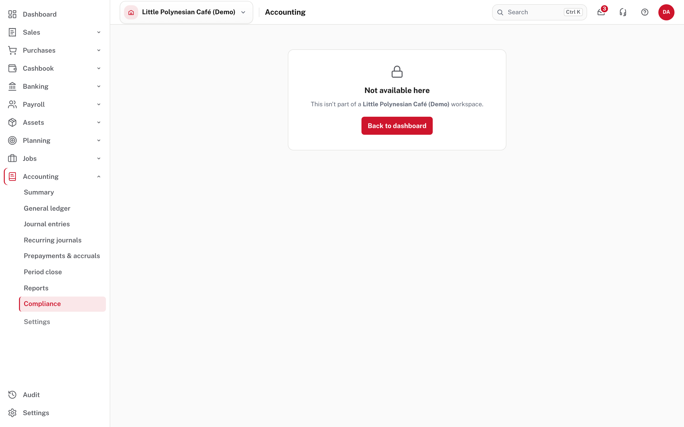 The same address in the demo company: "Not available here"