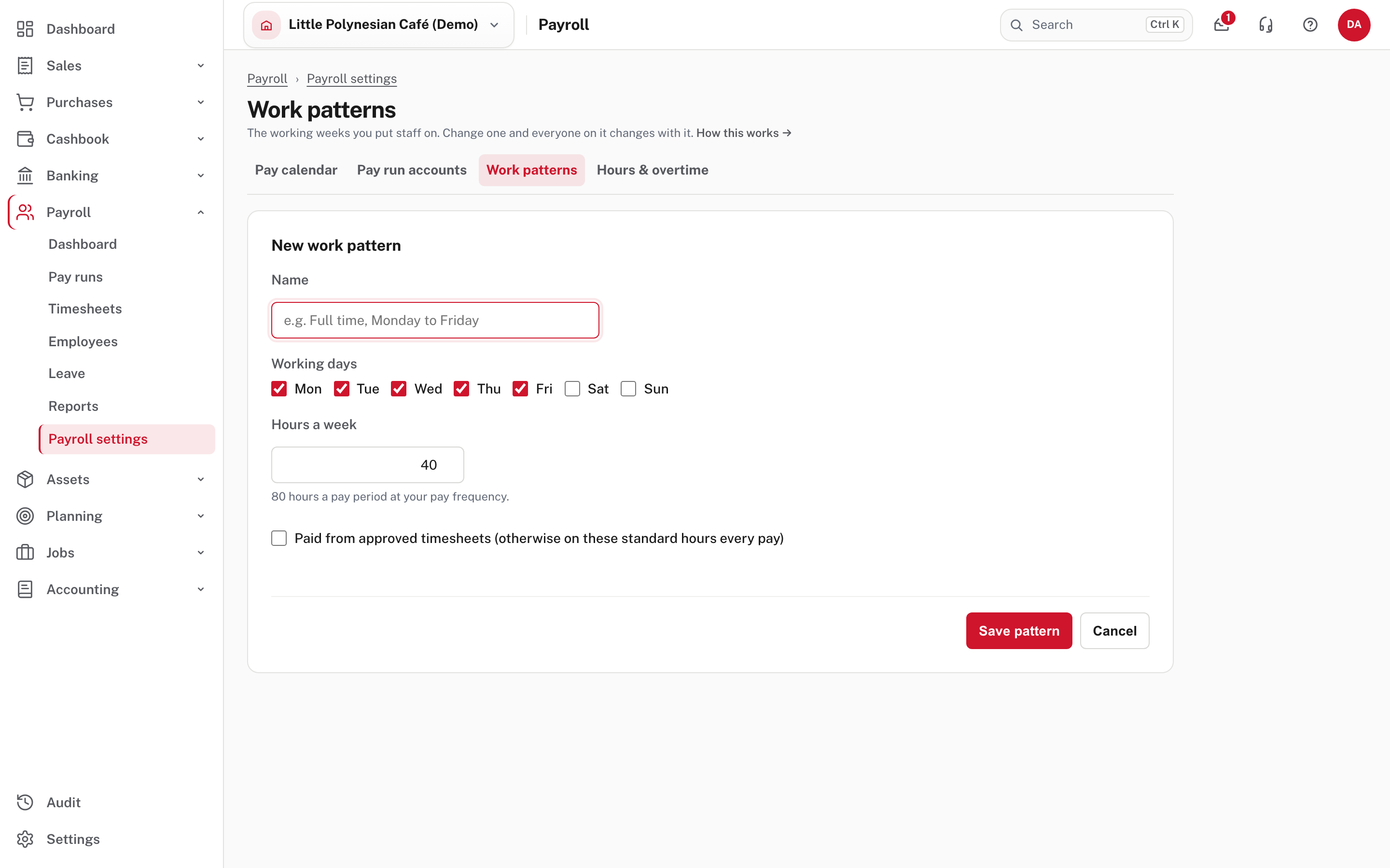 The new work pattern form