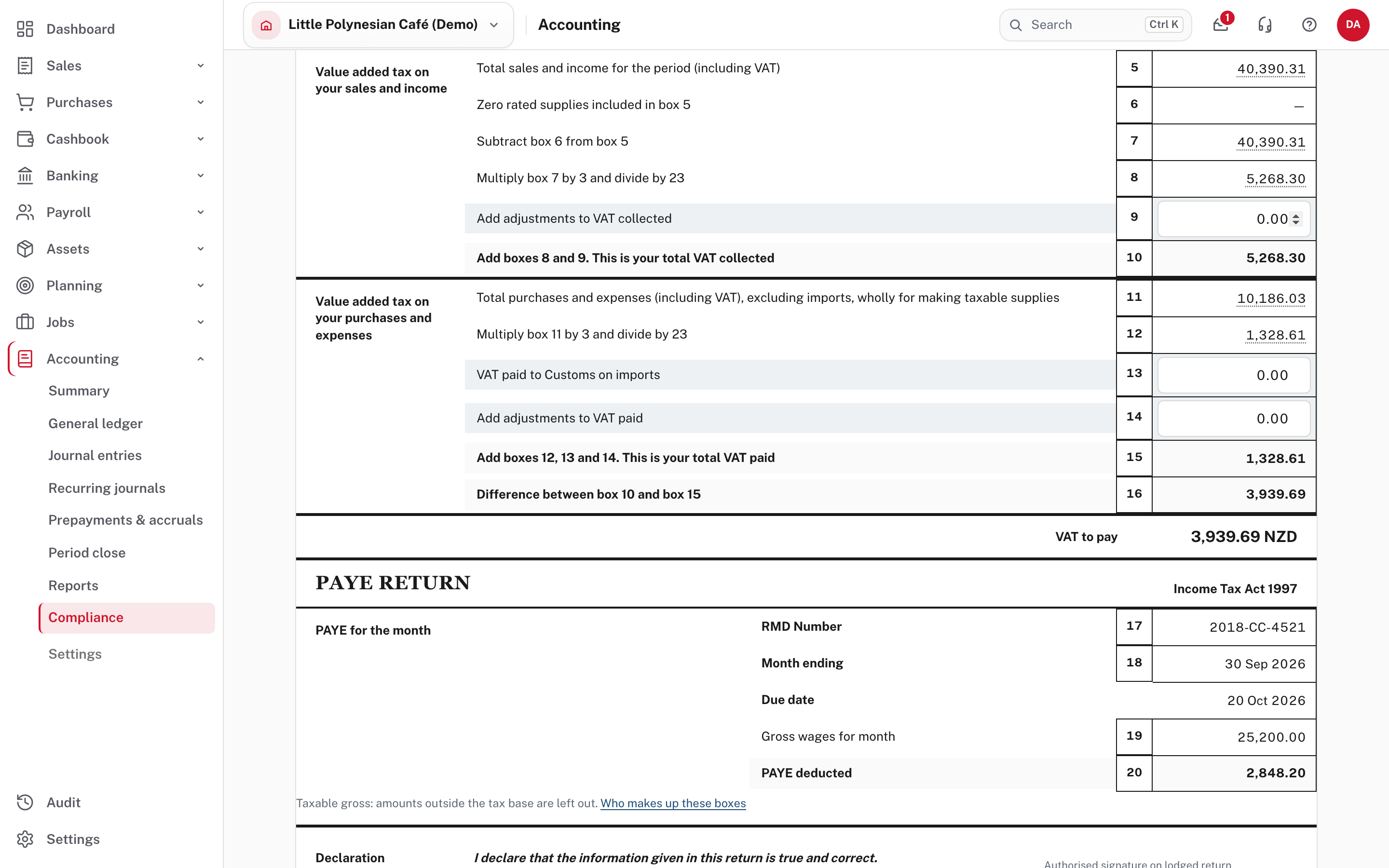 VAT on sales and purchases, and the start of the PAYE return